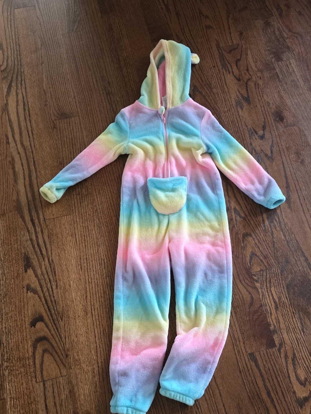 Kids Rainbow Pastel Fleece Onesie with Hood